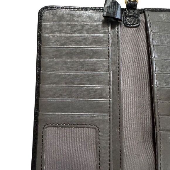 Fossil Issue No 1954 Genuine Black Leather Diamond Studded Wallet - Picture 8 of 14